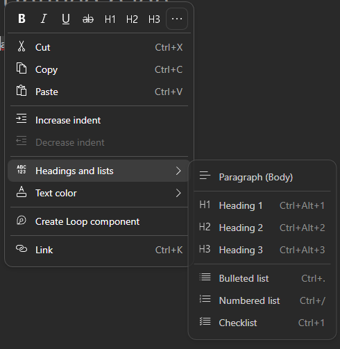 Expanded toolbar with formatting options and color options